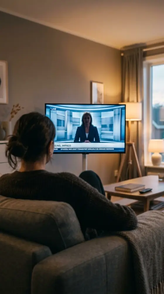 Man watching a live UK news channel through a GetTV IPTV UK subscription