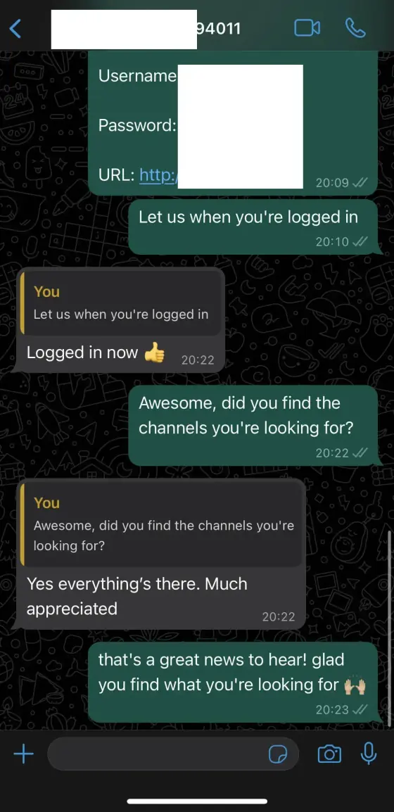UK IPTV subscription proof screenshot showing real customer feedback about GetTV